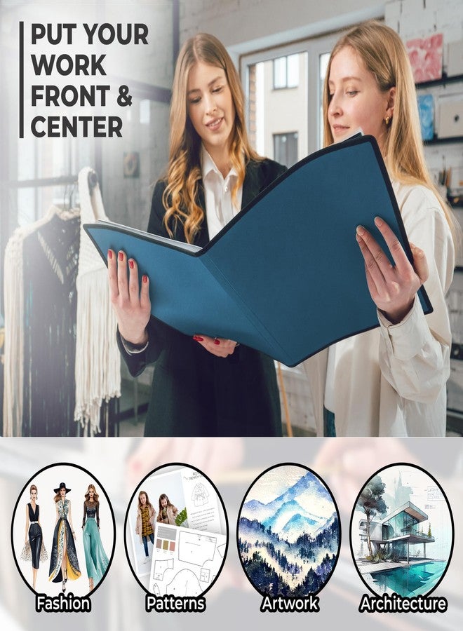 Dunwell مجلد دانويل لحفظ الأعمال الفنية مقاس 11 × 14 بوصة مع ورق تثبيت (أزرق)، مجلد كبير لحفظ الأعمال الفنية، 24 غلافًا لعرض 48 صفحة، كتاب عرض من البولي إيثيلين الخالي من الأحماض مقاس 11 × 14 بوصة - Image 5